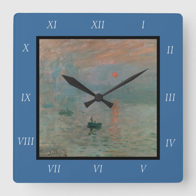 Claude Monet's Impression Sunrise (soleil levant) Square Wall Clock (Front)