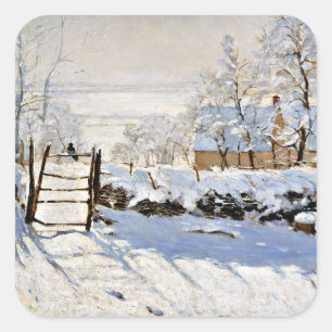 Claude Monet's painting, The Magpie,  Square Sticker