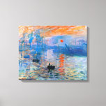 Claude Monet's Sunrise Canvas Print<br><div class="desc">Claude Monet's "Sunrise" is a famous painting that was created in 1872. It depicts the sun rising over the harbour of Le Havre, a city in France where Monet was born. The painting is known for its bright colours and hazy atmosphere, which captures the beauty and tranquillity of a new...</div>