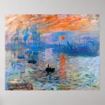 Claude Monet's Sunrise Poster<br><div class="desc">Claude Monet's "Sunrise" is a famous painting that was created in 1872. It depicts the sun rising over the harbour of Le Havre, a city in France where Monet was born. The painting is known for its bright colours and hazy atmosphere, which captures the beauty and tranquillity of a new...</div>