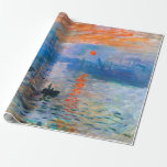 Claude Monet's Sunrise Wrapping Paper<br><div class="desc">Claude Monet's "Sunrise" is a famous painting that was created in 1872. It depicts the sun rising over the harbour of Le Havre, a city in France where Monet was born. The painting is known for its bright colours and hazy atmosphere, which captures the beauty and tranquillity of a new...</div>