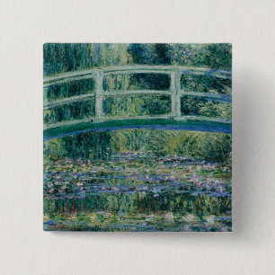 Claude Monet's Water Lilies and Japanese Bridge 2 Inch Square Button