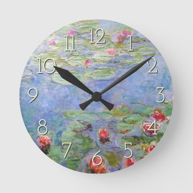 Claude Monet's Water Lilies Round Clock (Front)