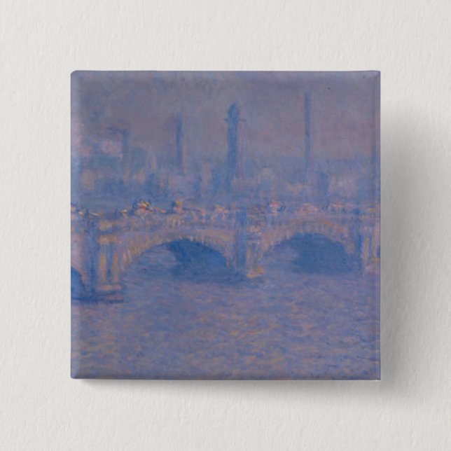 Claude Monet's Waterloo Bridge 2 Inch Square Button (Front)