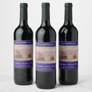 Claude Monet's White Frost Sunrise (Haystacks)) Wine Label