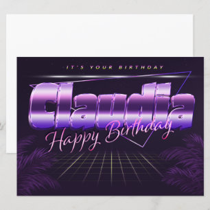 Claudia name first name lila retro card birthday