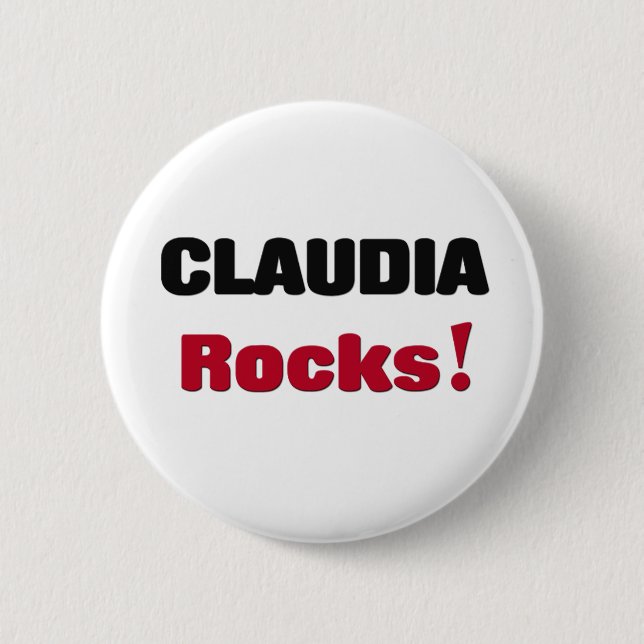 Claudia Rocks 2 Inch Round Button (Front)
