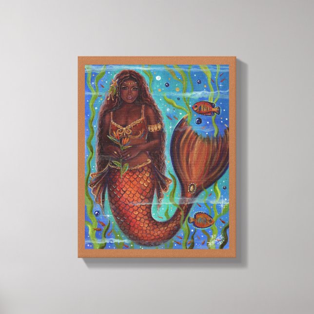 "Claudina" tropical mermaid art by Renee Lavoie Canvas Print (Front)