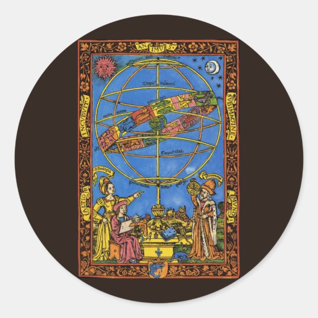 Claudius Ptolemy Astronomer, Vintage Celestial  Classic Round Sticker (Front)