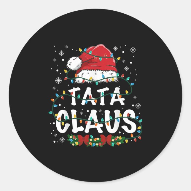 Claus Funny Christmas Lights Pajama Family Matchin Classic Round Sticker (Front)