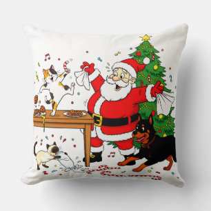 Claus-trophobia: Santa’s Cookie Chaos Crew Throw Pillow