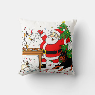 Claus-trophobia: Santa’s Cookie Chaos Crew Throw Pillow