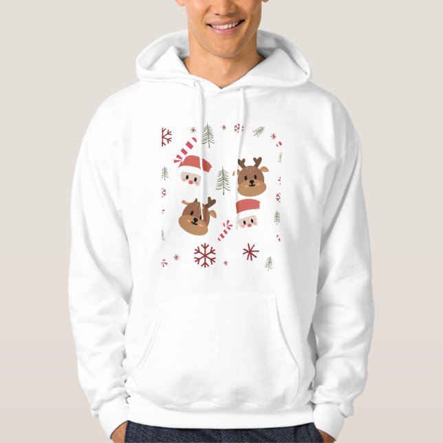Clause Deer et santa sweat - shirt à capuche (Devant)