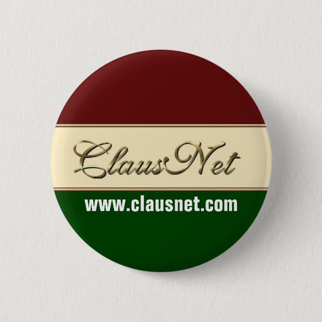 ClausNet Member button, www.clausnet.com 2 Inch Round Button (Front)