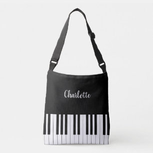 Clavier de piano, sac crossbody noir et blanc
