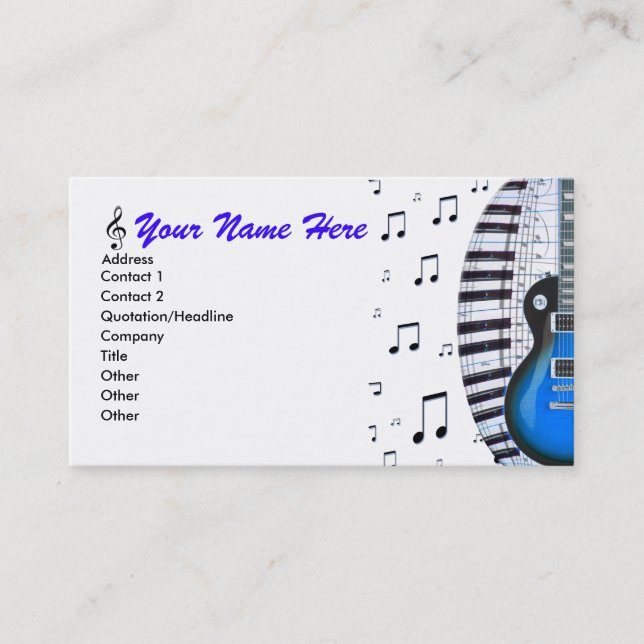 Clavier et Carte de visite de notes pour piano de  (Devant)