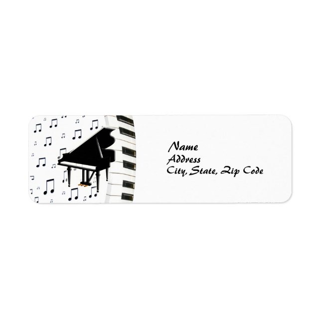 Clavier Grand Piano et notes de musique Étiquette (Devant)