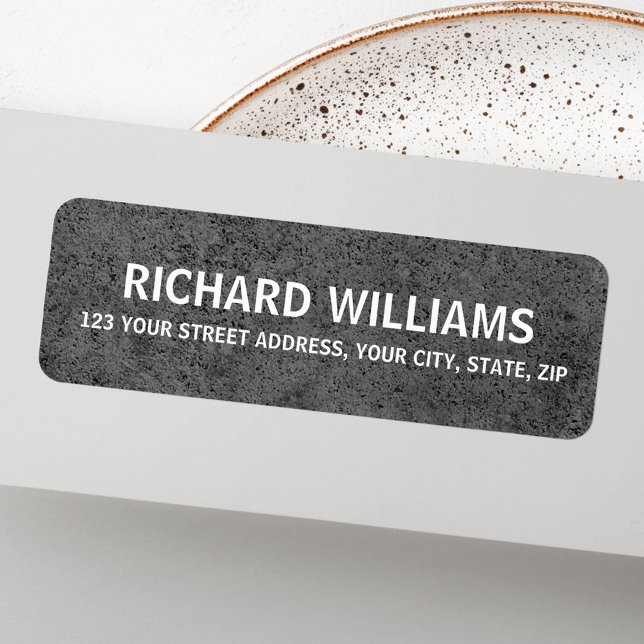 Clavier industriel foncé masculin adresse de retou (Dark industrial concrete masculine return address label)