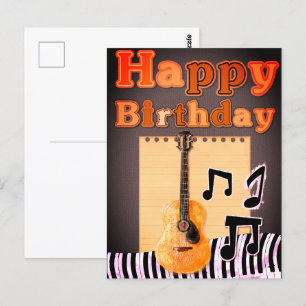 Clavier Joyeux Anniversaire   Carte Postale Guitar