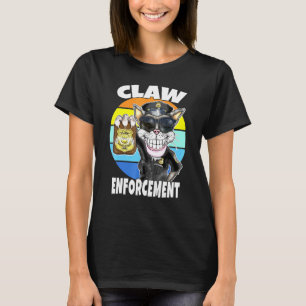 Claw Enforcement Cat Wearing Sunglasses Summer T-Shirt