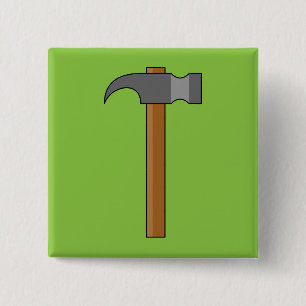 Claw Hammer Cartoon 2 Inch Square Button