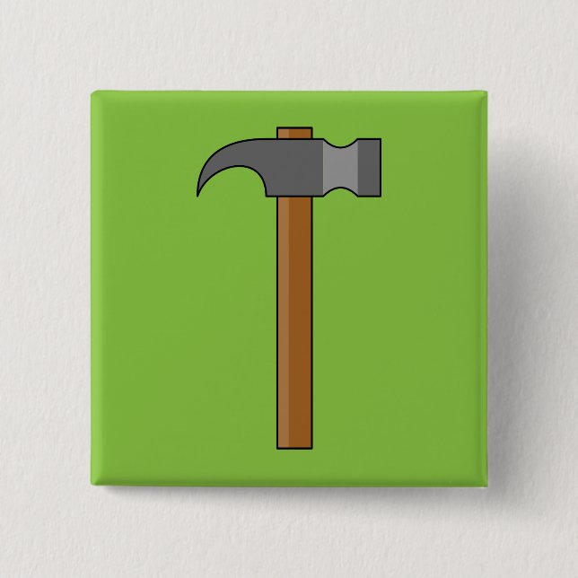 Claw Hammer Cartoon 2 Inch Square Button (Front)