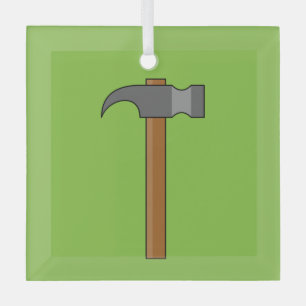 Claw Hammer Cartoon Glass Ornament