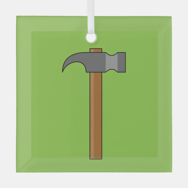 Claw Hammer Cartoon Glass Ornament (Front)