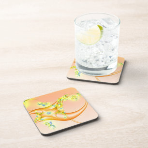 Claw Orange and Yellow Fractal Art Coaster