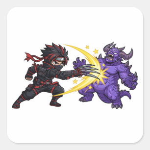 Claw Strike Ninja vs Monster Chibi Anime RPG Game  Square Sticker
