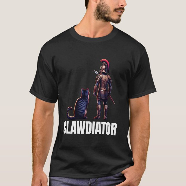 Clawdiator Gladiator Cat T-Shirt (Front)