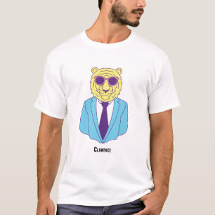 Clawface - Blue Suit Tiger with Pink Shades T-Shir T-Shirt