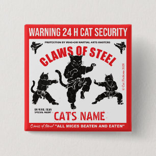 Claws of Steel Personalised Cat Security Bin 2 Inch Square Button