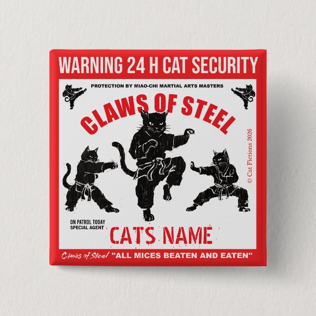 Claws of Steel Personalised Cat Security Bin  2 Inch Square Button (Front)
