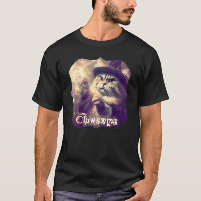 Clawsome Wizard Kitty Cat T-Shirt (Front)