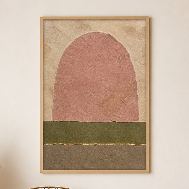 Clay Arc Field Gouache Boho Art Poster (Shown framed for scale. Poster ships unframed; frames are an optional add-on.)