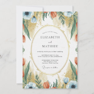 Clay Azure Poppy Wedding Invitation