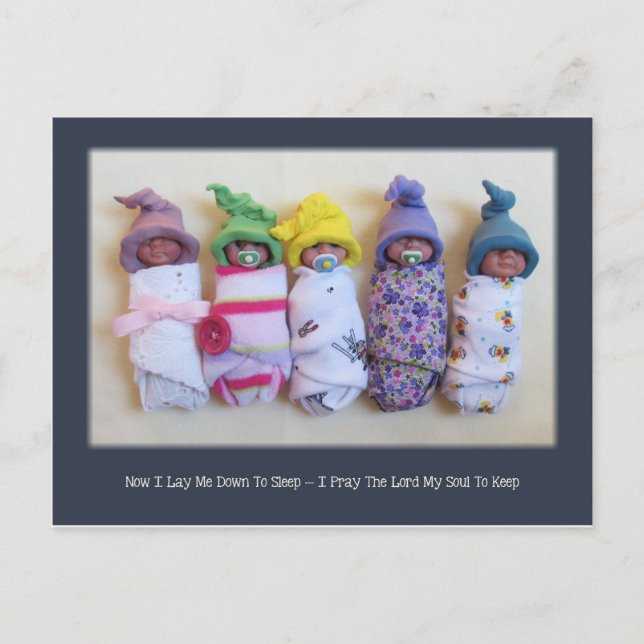 Clay Babies With Children's Bedtime Prayer Postcard (Front)