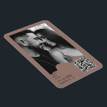 Clay Blush Couple Photo QR Code Wedding  Magnet<br><div class="desc">Simple & Sleek Modern Couple Photo Save the Date.  Wedding. Modern Font.  Black text.  Clay Blush background.  QR Code.  Paper tear frame.</div>