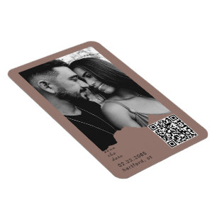 Clay Blush Couple Photo QR Code Wedding Magnet