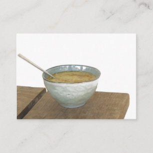 Clay Bowl Spoon Oats Porridge Table Enclosure Card