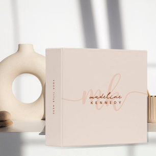 Clay chic et beige moderne Monogramme 3 Classeur à