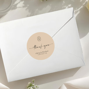Clay   Chic & Modern Wedding Monogram  Classic Round Sticker