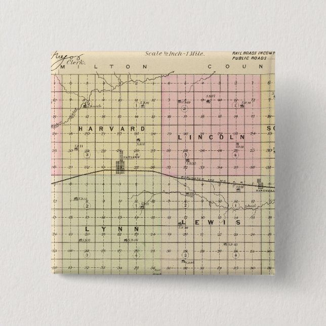 Clay County, Nebraska 2 Inch Square Button (Front)