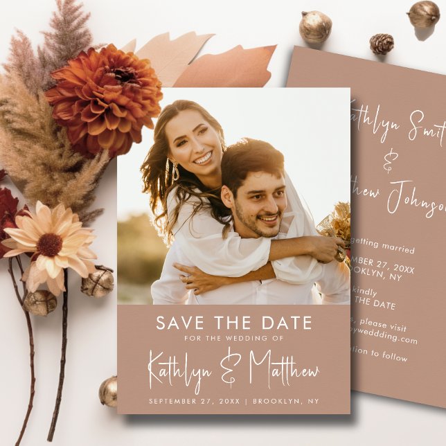 Clay Fun Script Modern Photo Minimalist Wedding Save The Date (Creator Uploaded)