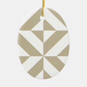 Clay Geometric Deco Cube Pattern Ceramic Ornament