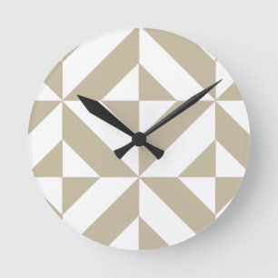 Clay Geometric Deco Cube Pattern Round Clock