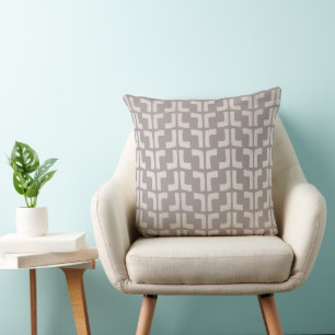 CLAY GRAY Tribal Throw Pillow