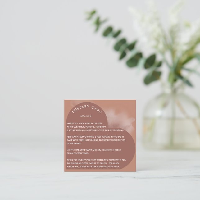 Clay Heart Arch Jewellery Care Instruction Thank Y Square Business Card (Standing Front)