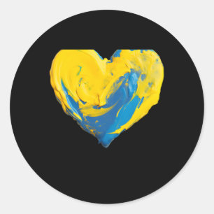 Clay Heart Ukraine Blue And Yellow Classic Round Sticker
